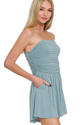 Double Layered Strapless Tube Top Romper ZENANA